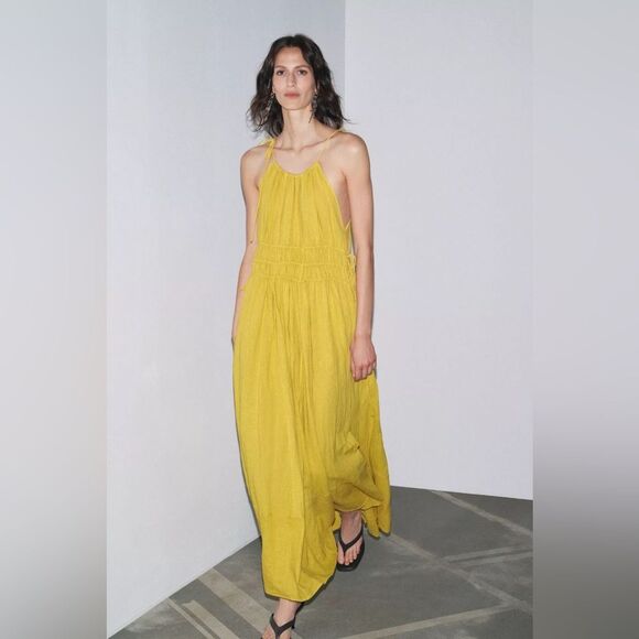 ZARA ZW COLLECTION VOLUMINOUS LINEN DRESS - Picture 10 of 11